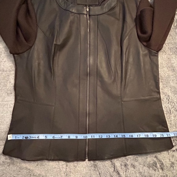 NWOT Chocolate Brown Genuine Leather & Sweater Jacket size XL - Picture 5 of 13